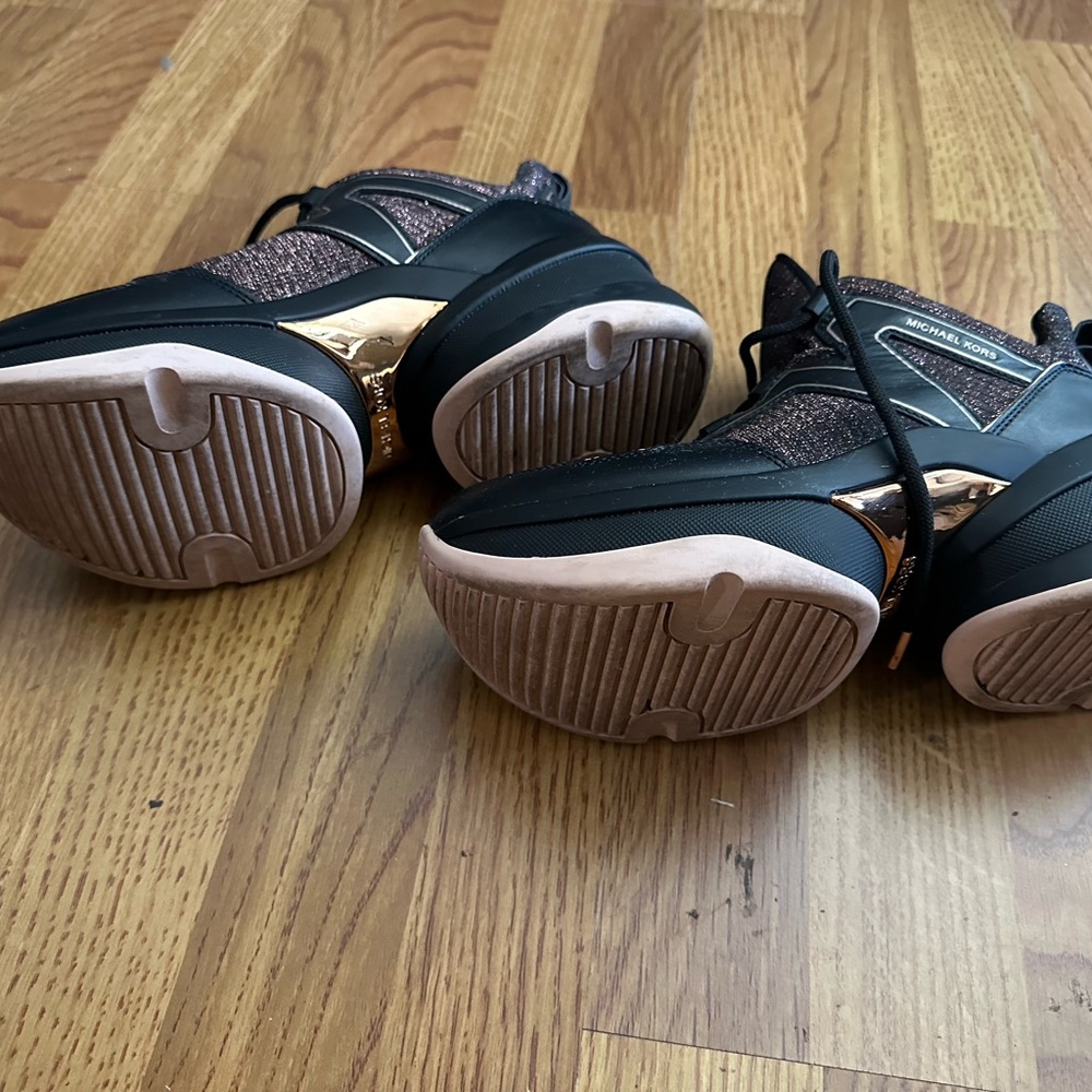 Michael Kors Black and Gold Athletic Sneakers - Picture 5 of 8